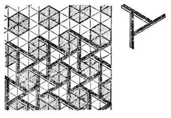 Рис. 19. Сотовые панели собираются из одного элемента - треугольника с продленными сторонами